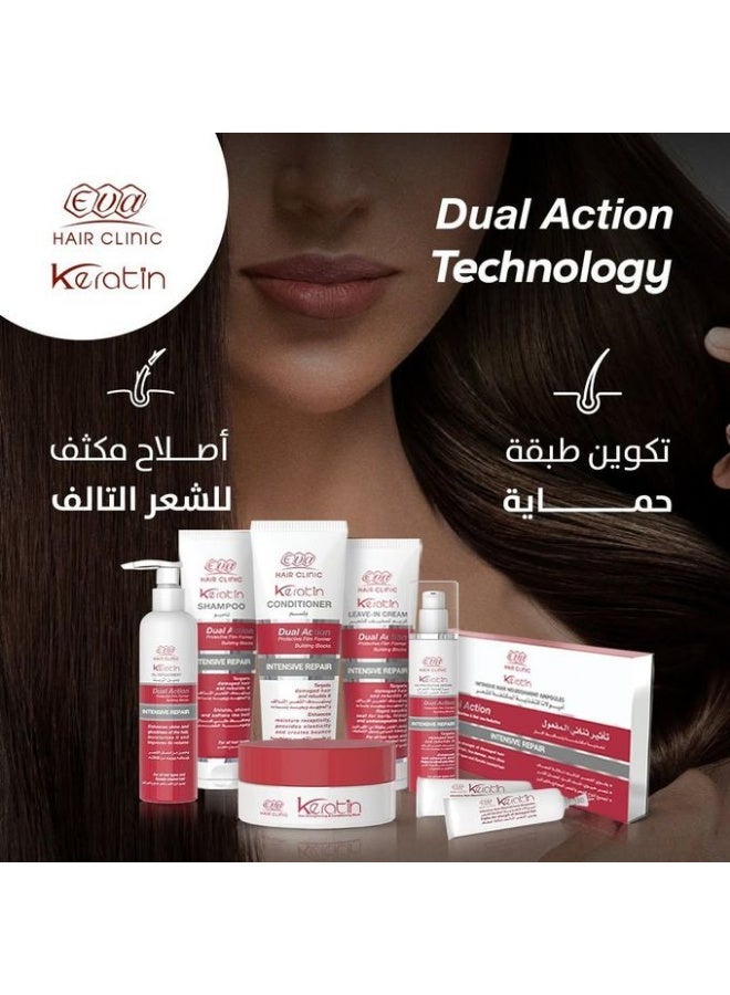 Eva Keratin Leave In Cream 200 Ml +Eva Hair Clinic Dual Action Intensive Repair Shampoo 230 Ml - Image 3